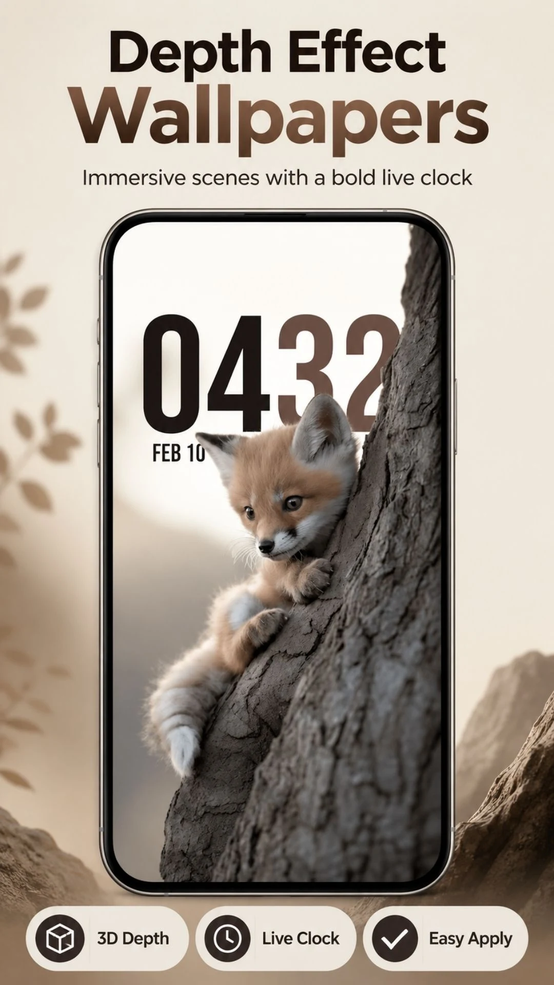 Depth Effect Wallpapers: Clock screenshot
